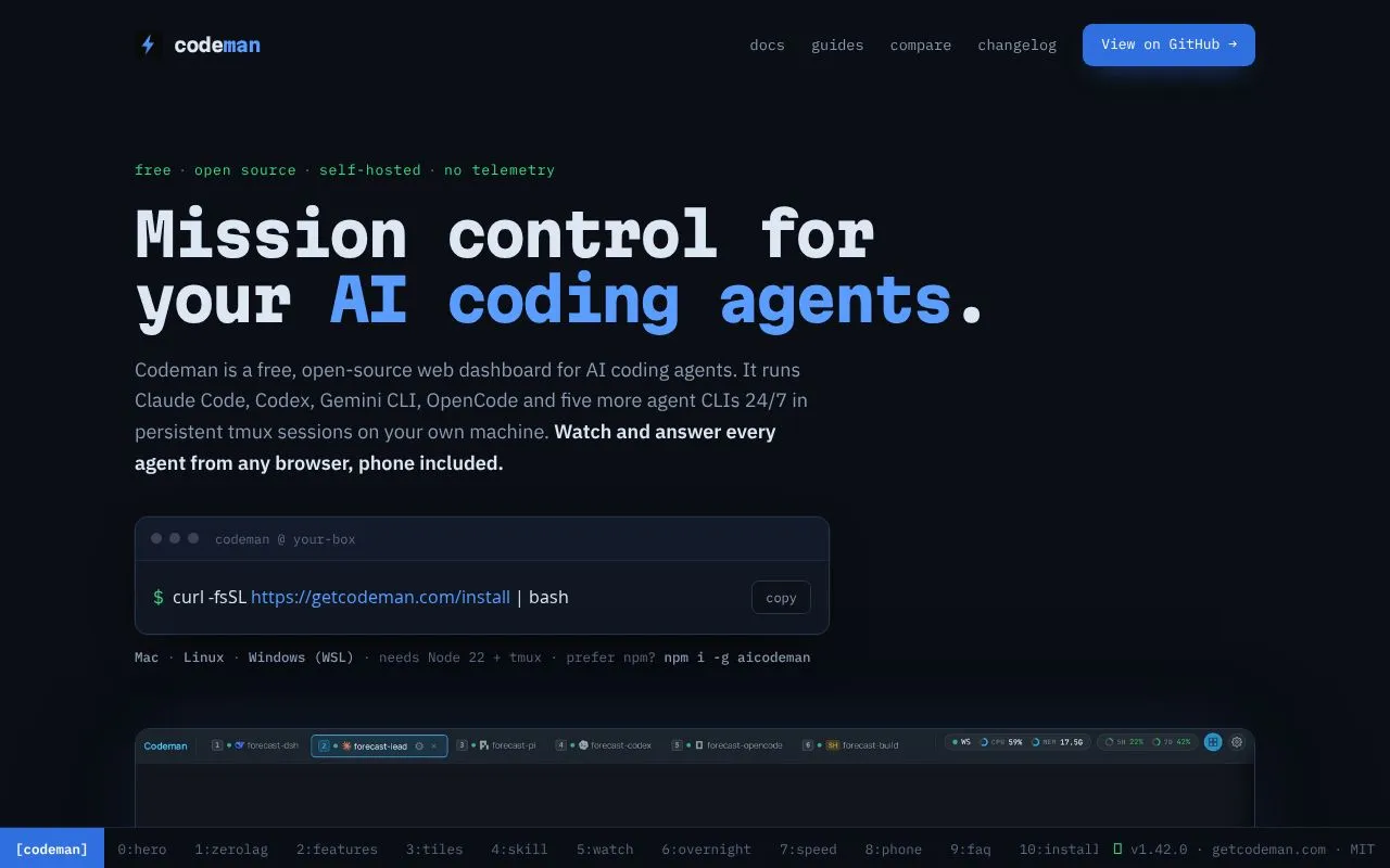 Codeman homepage screenshot