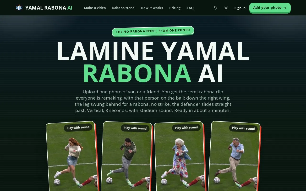 Lamine Yamal Rabona AI homepage screenshot