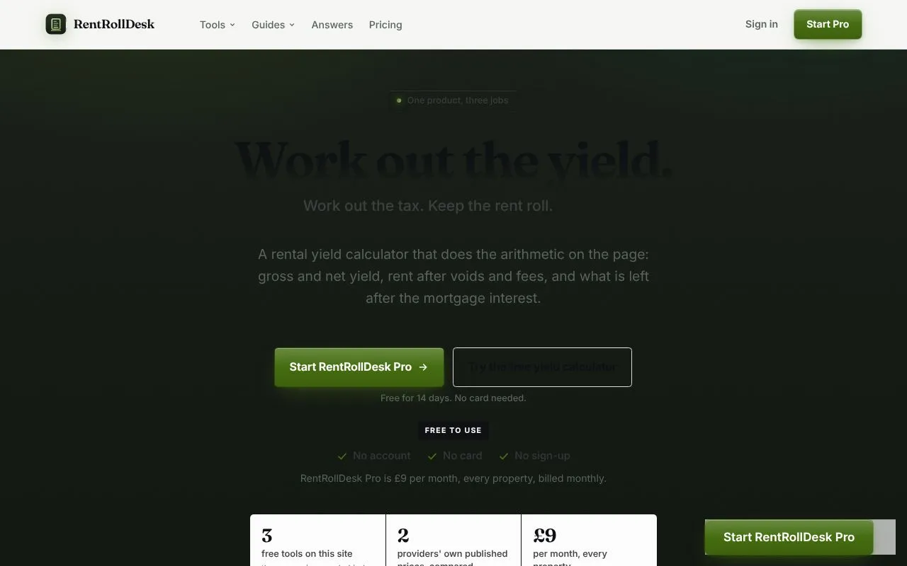 RentRollDesk homepage screenshot