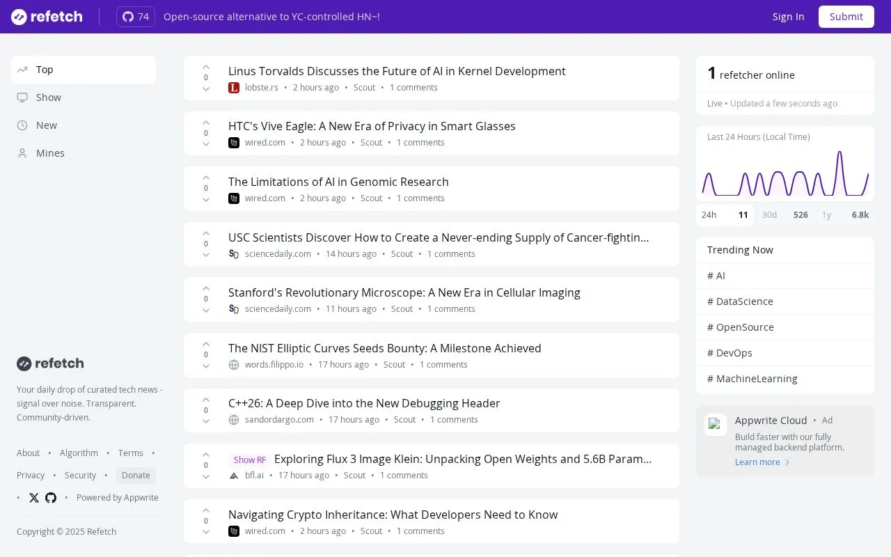 Refetch homepage screenshot