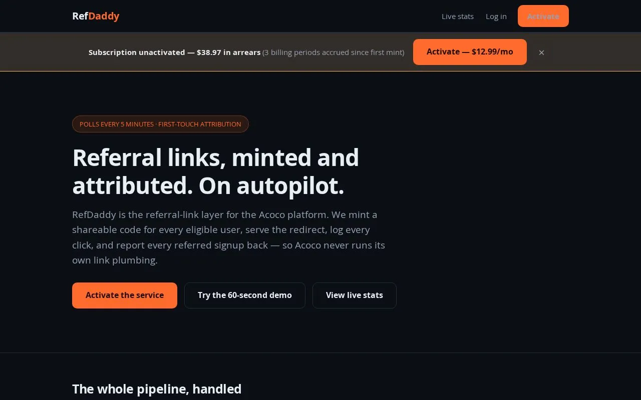 RefDaddy homepage screenshot