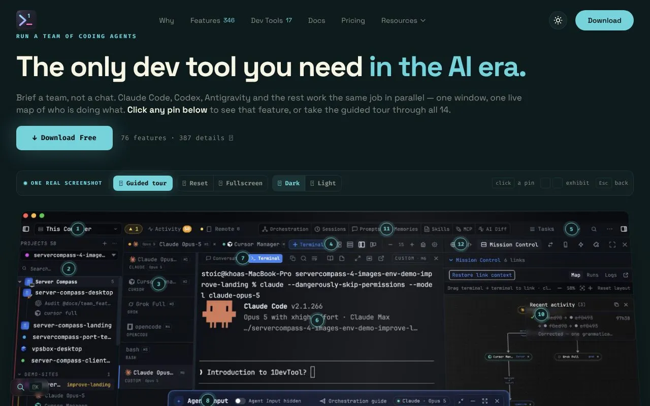 1DevTool homepage screenshot