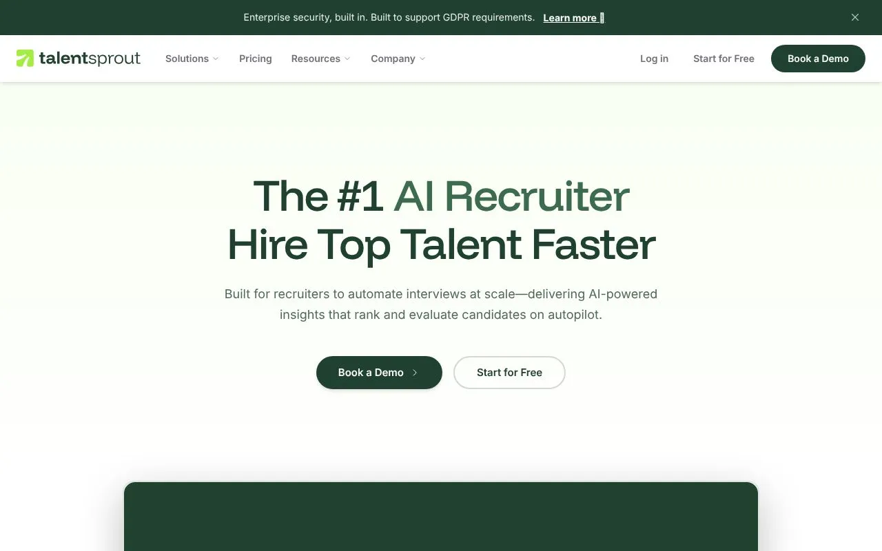 TalentSprout homepage screenshot