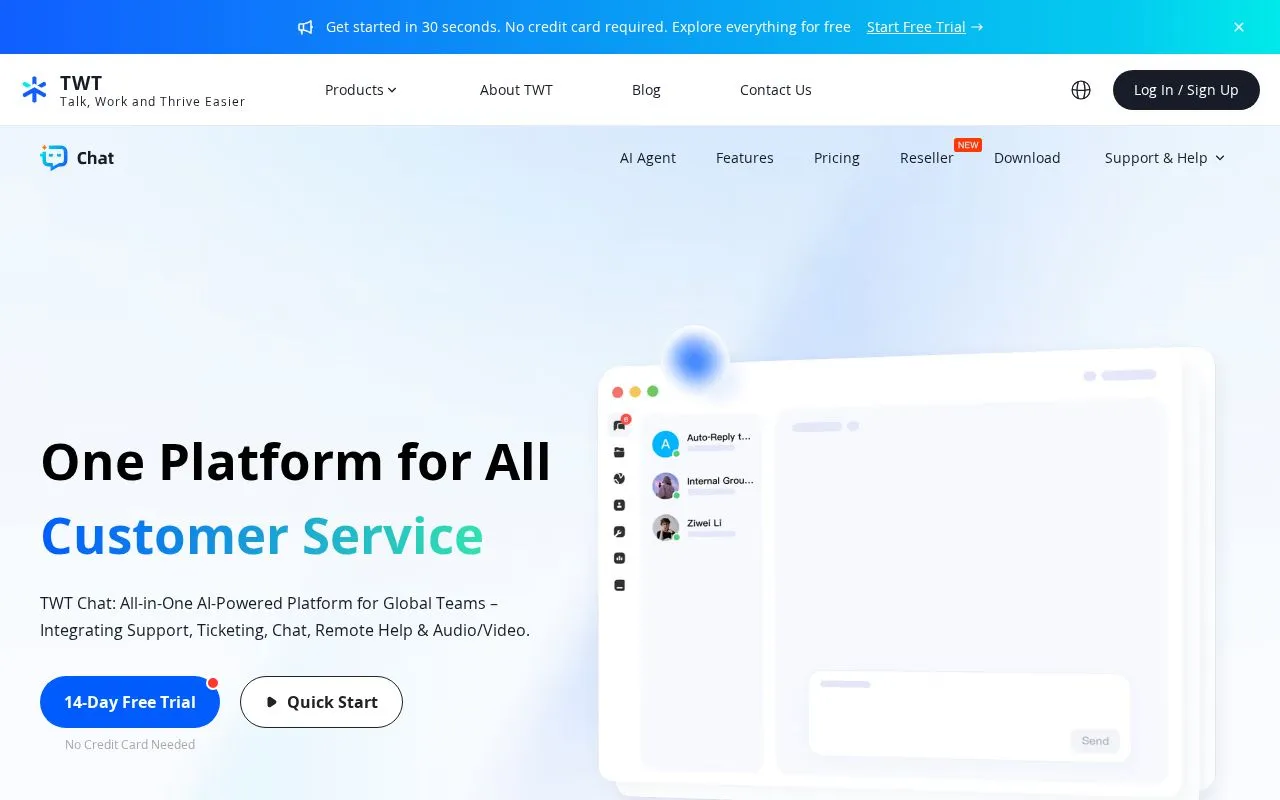 TWT Chat homepage screenshot