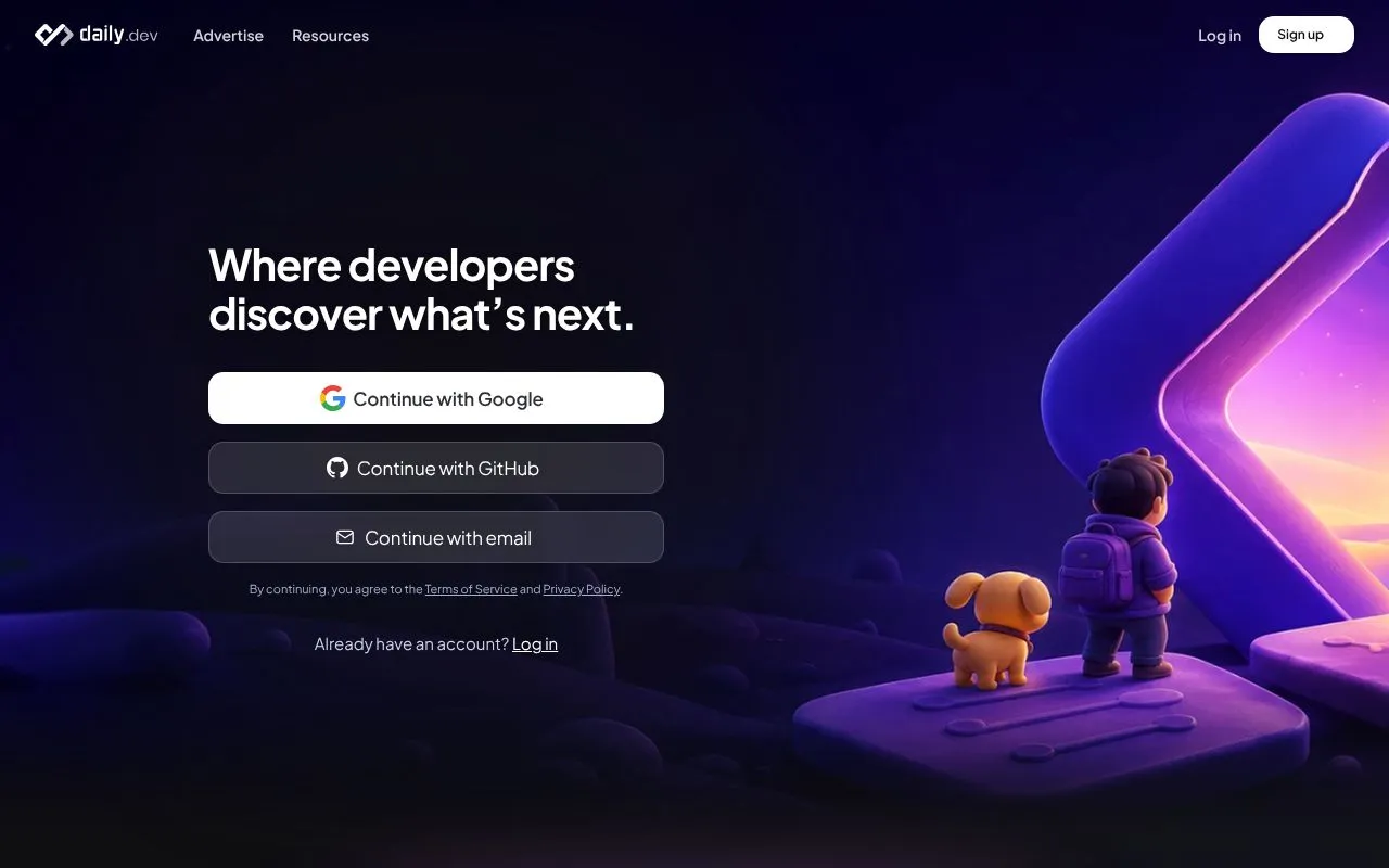 daily.dev homepage screenshot