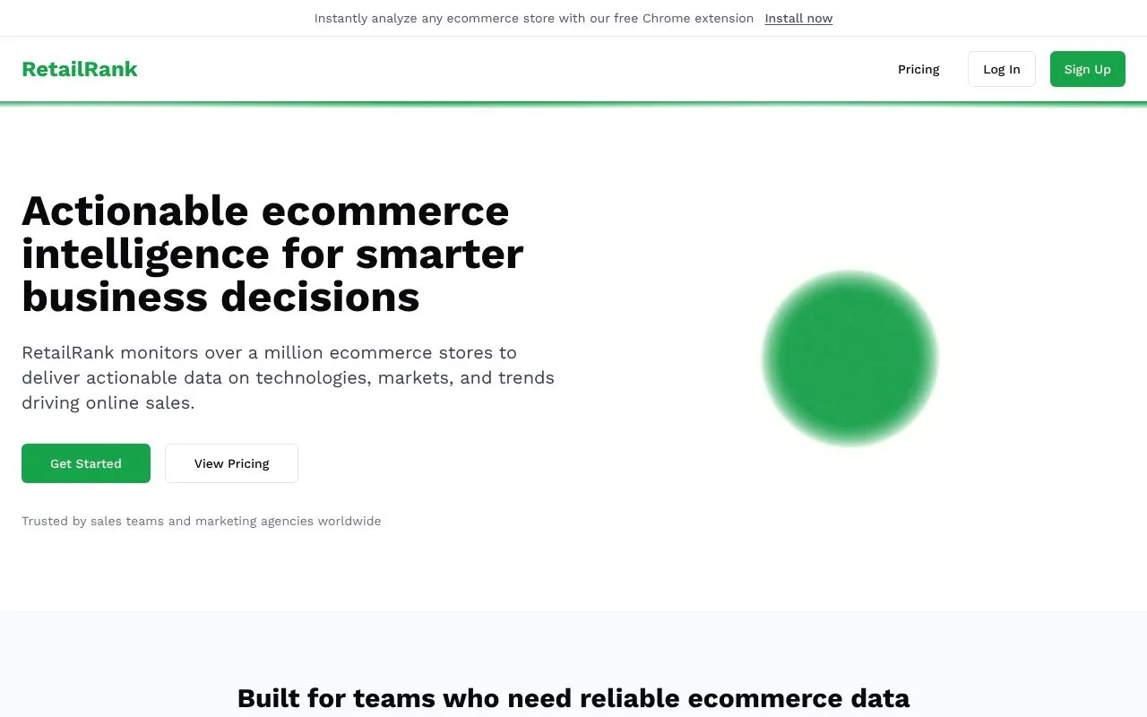 RetailRank homepage screenshot