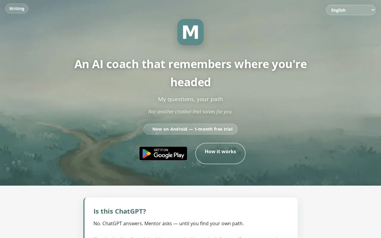 Mentor homepage screenshot