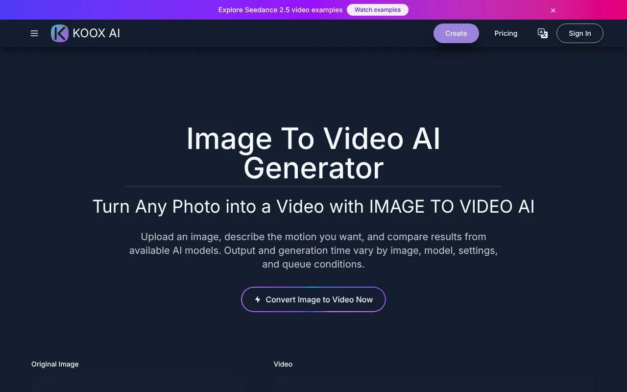 KOOX AI homepage screenshot