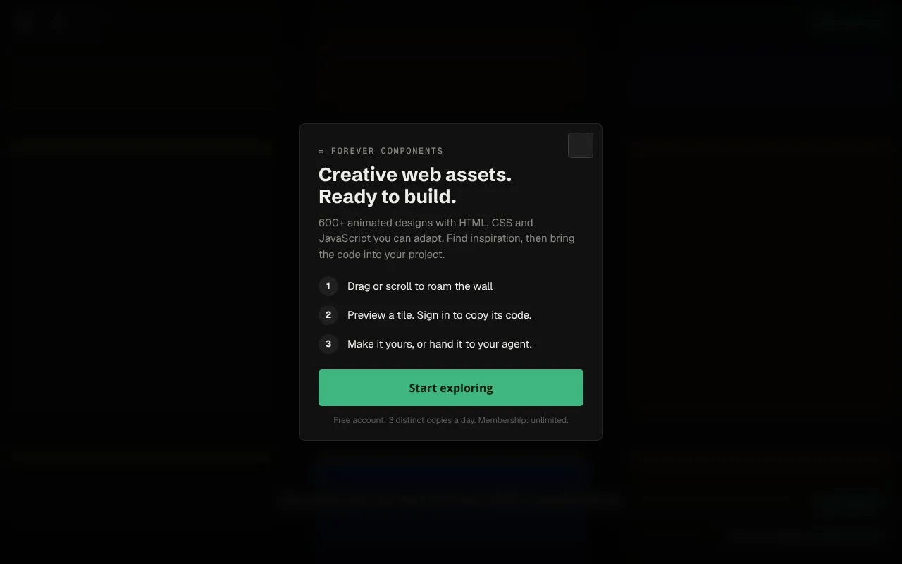 Forever Components homepage screenshot