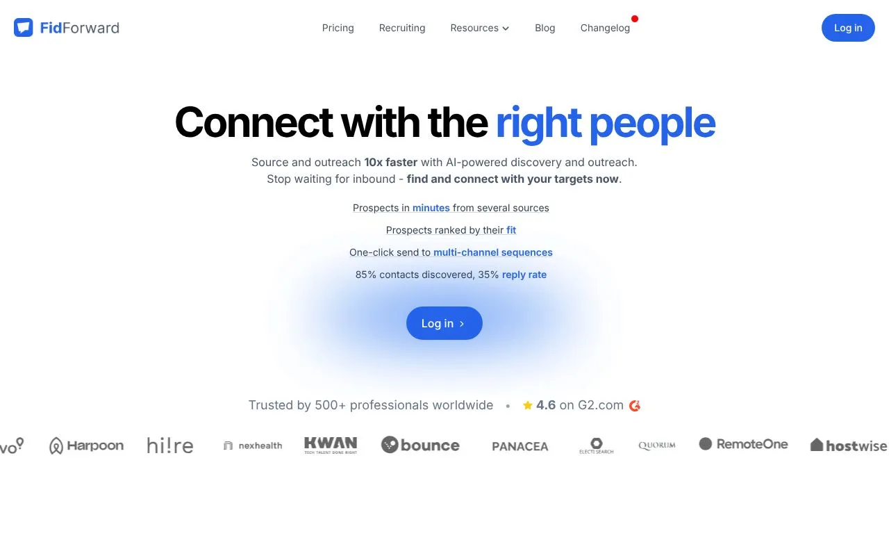 FidForward homepage screenshot
