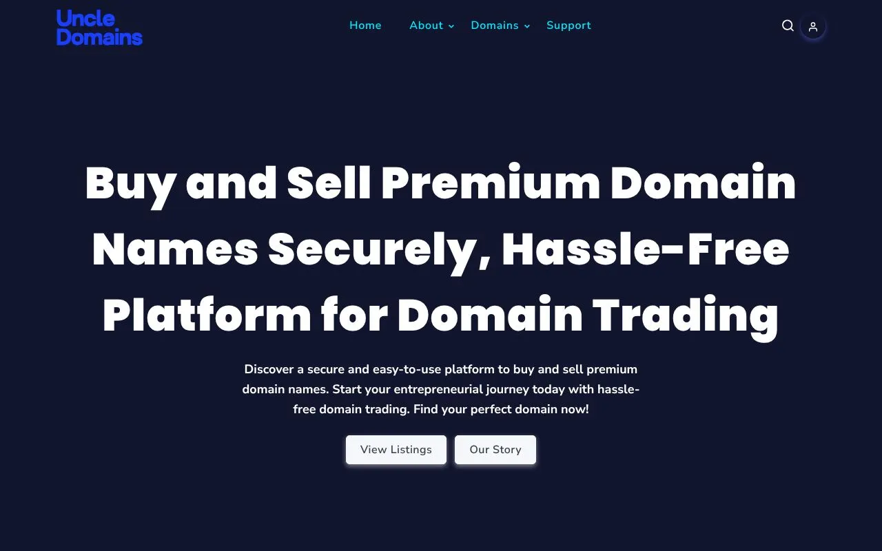 Uncle Domains homepage screenshot
