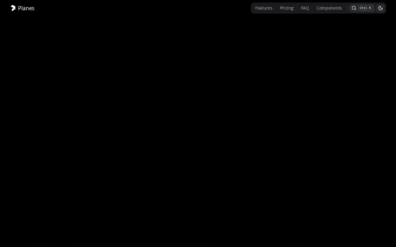 Planes homepage screenshot