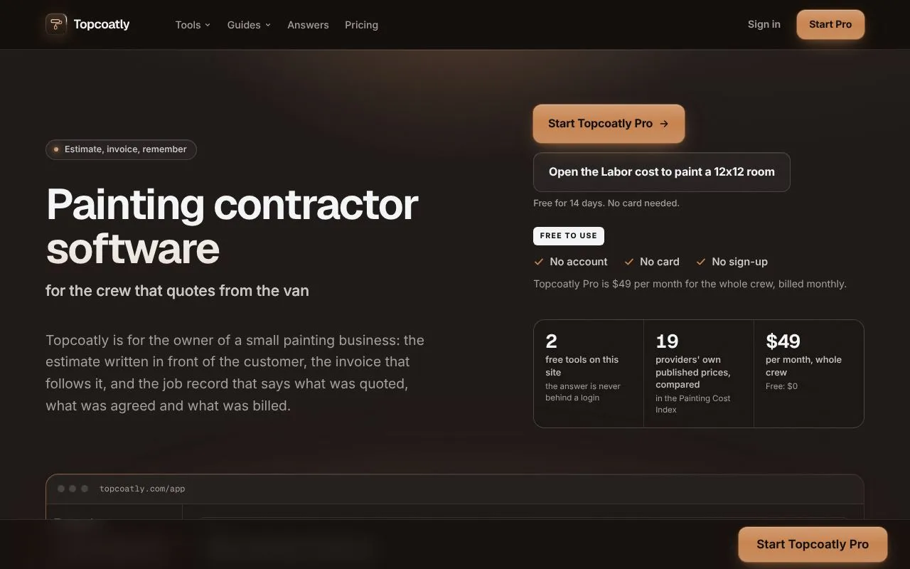 Topcoatly homepage screenshot