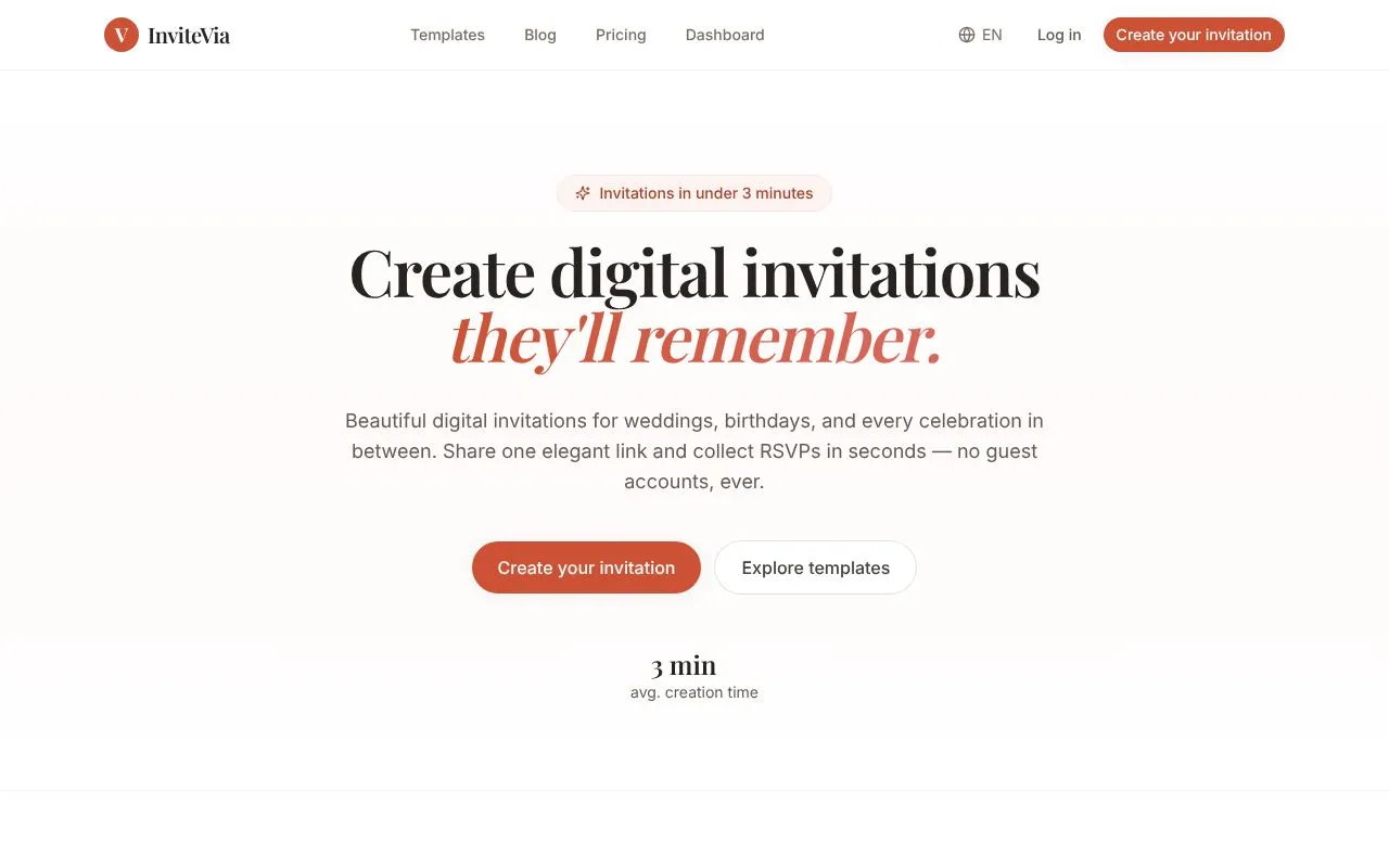InviteVia homepage screenshot