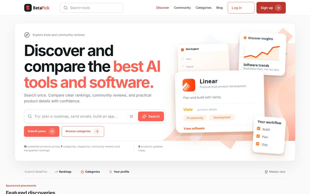 BetaPick homepage screenshot