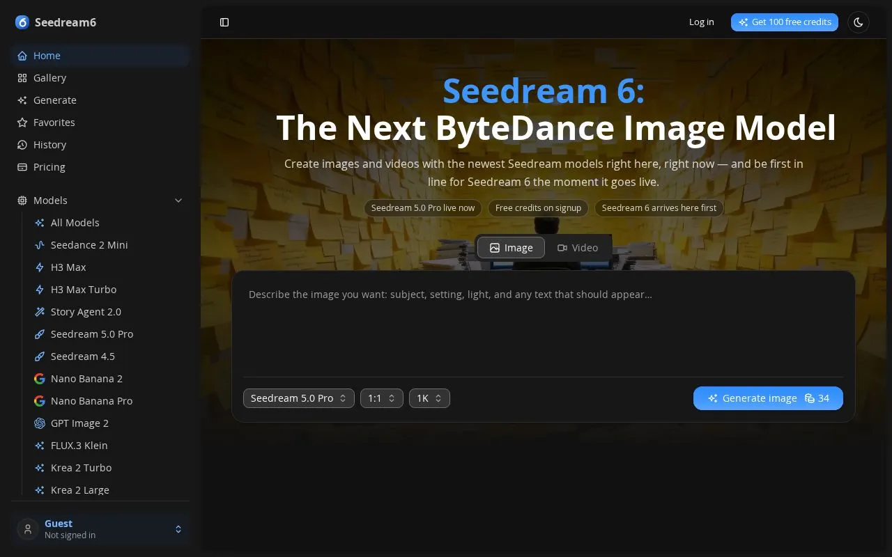 Seedream6 homepage screenshot