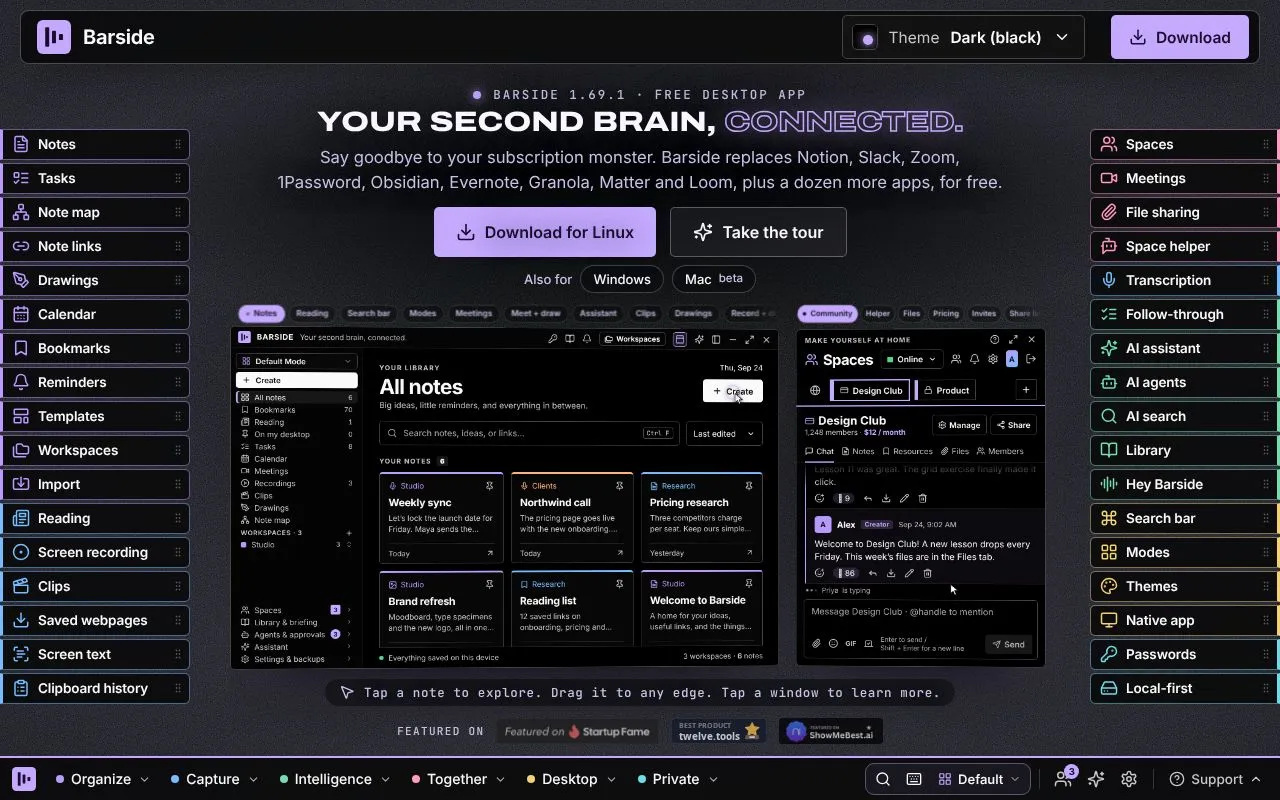 Barside homepage screenshot