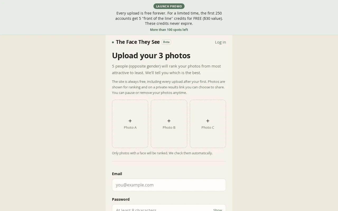 The Face They See homepage screenshot