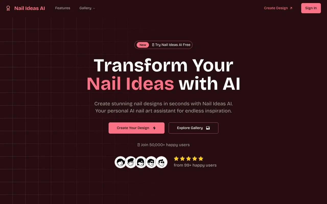Nail Ideas AI homepage screenshot