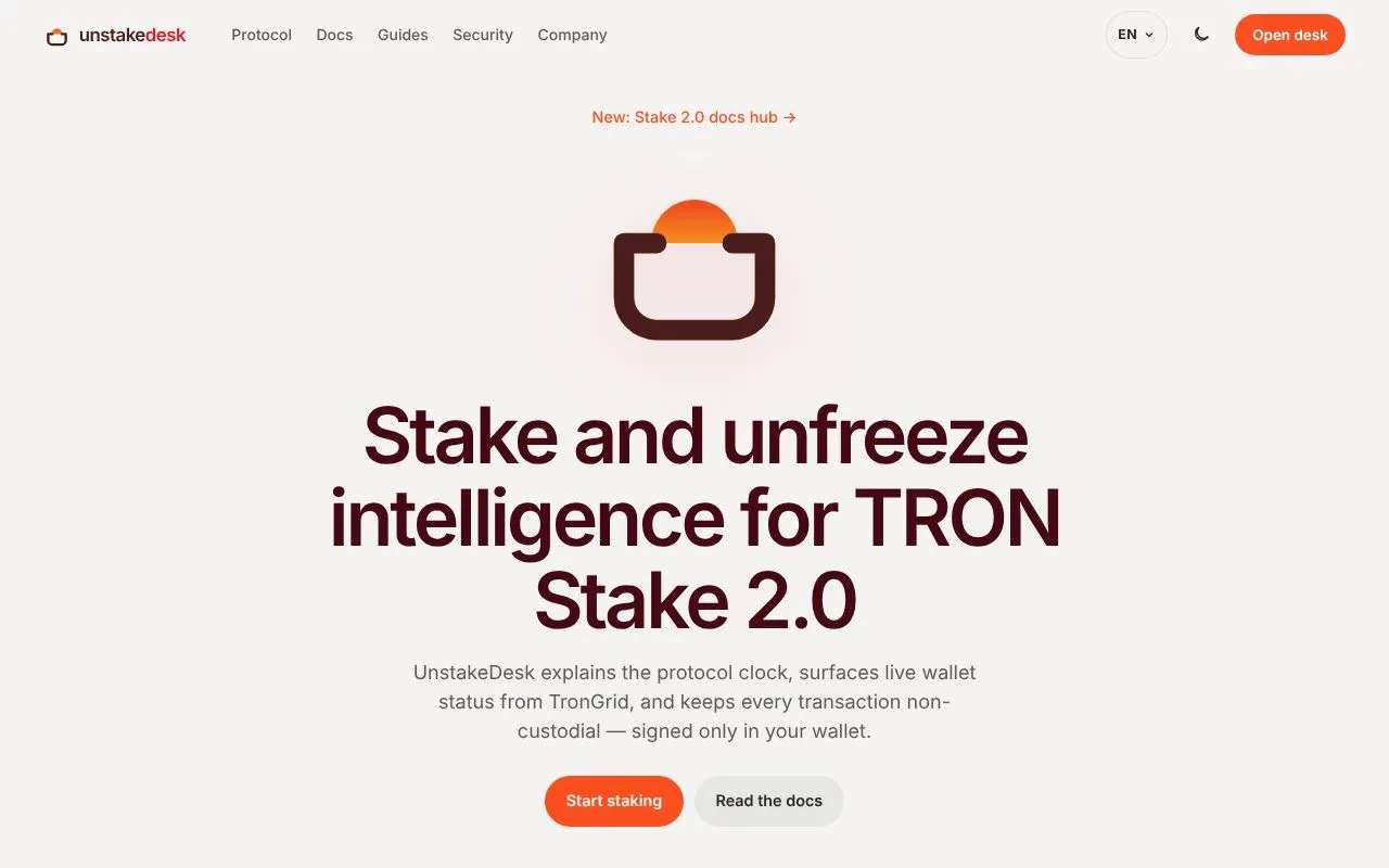 UnstakeDesk homepage screenshot