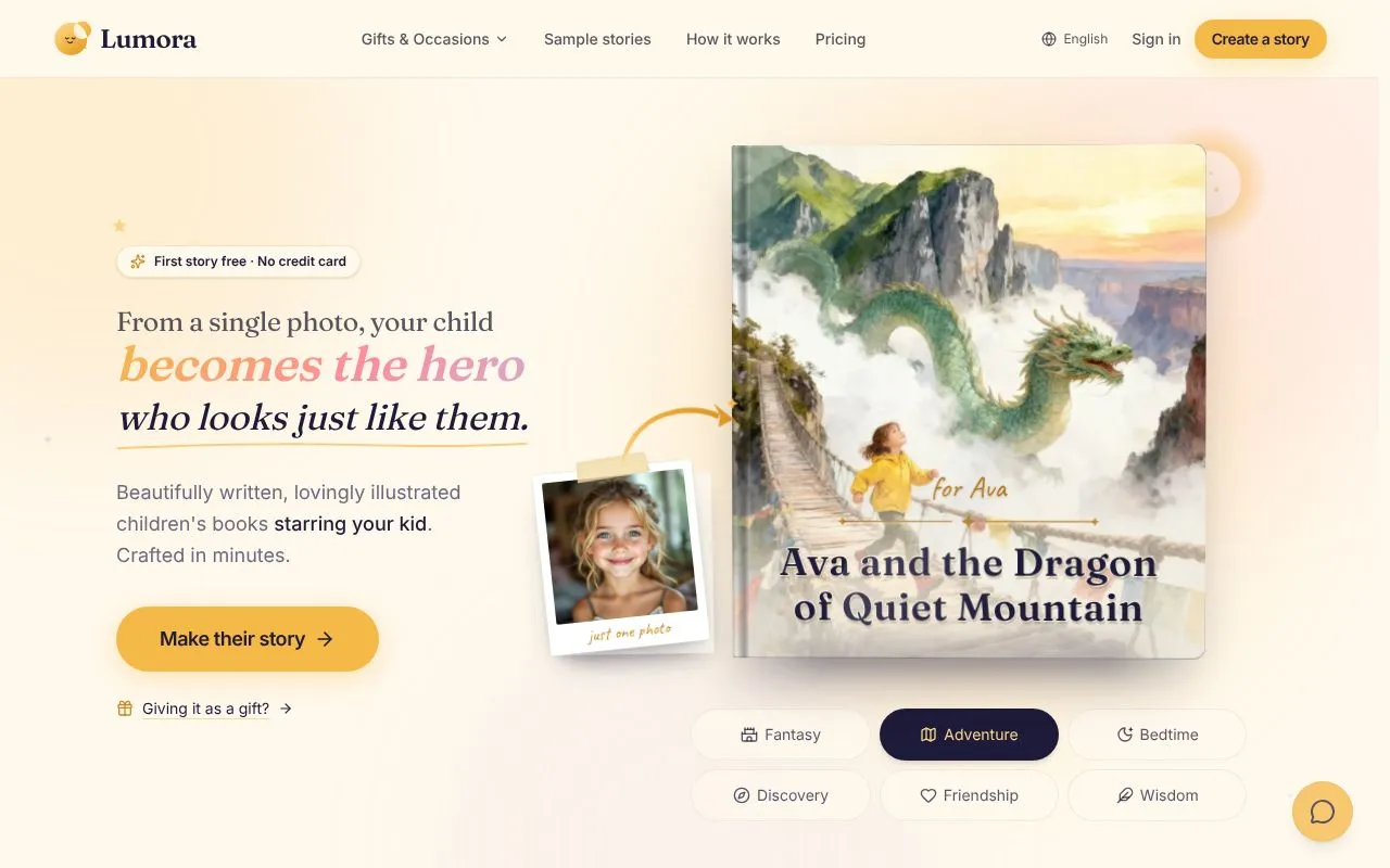 Lumora homepage screenshot