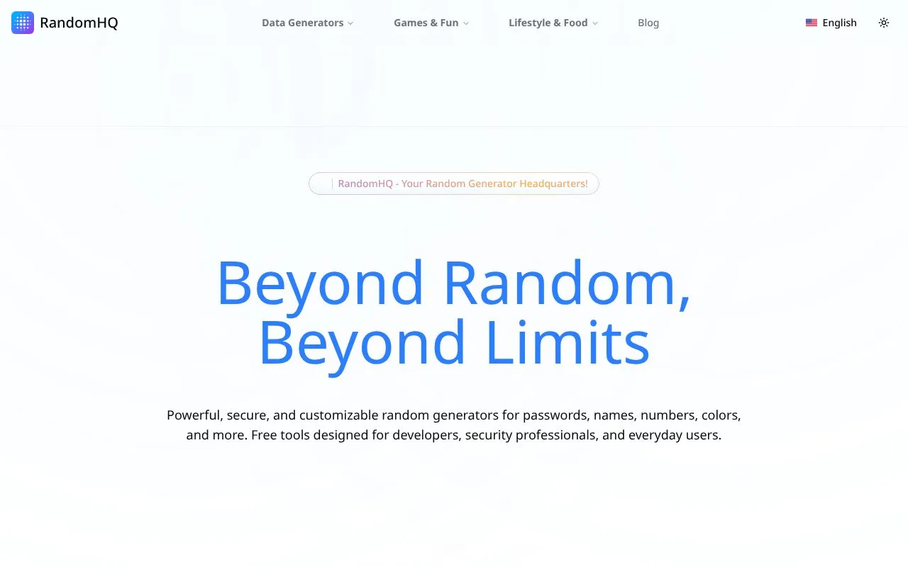 RandomHQ homepage screenshot
