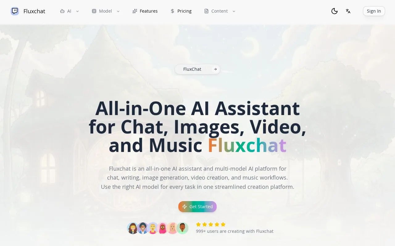 Fluxchat homepage screenshot