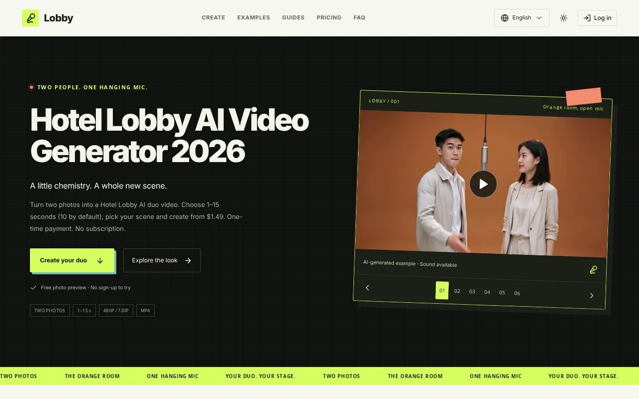 Lobby homepage screenshot