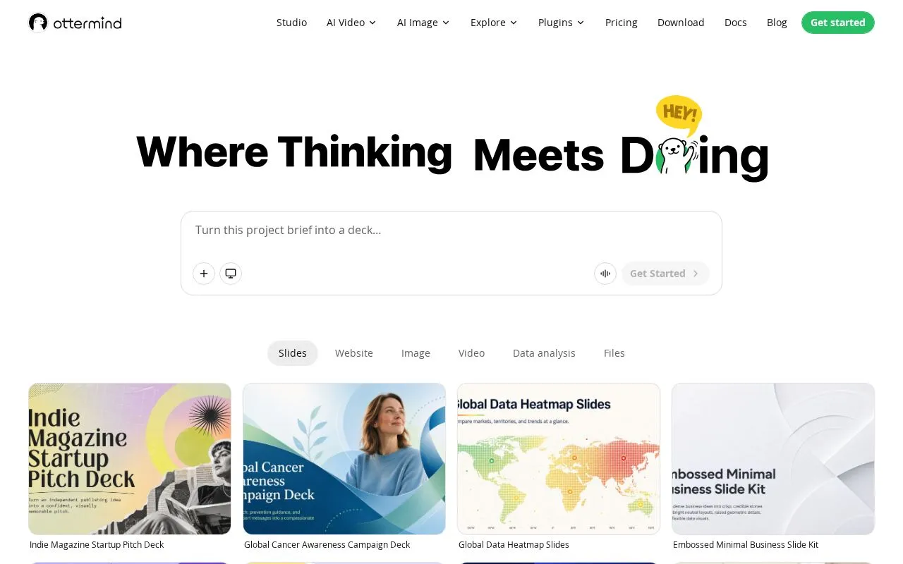 Ottermind homepage screenshot