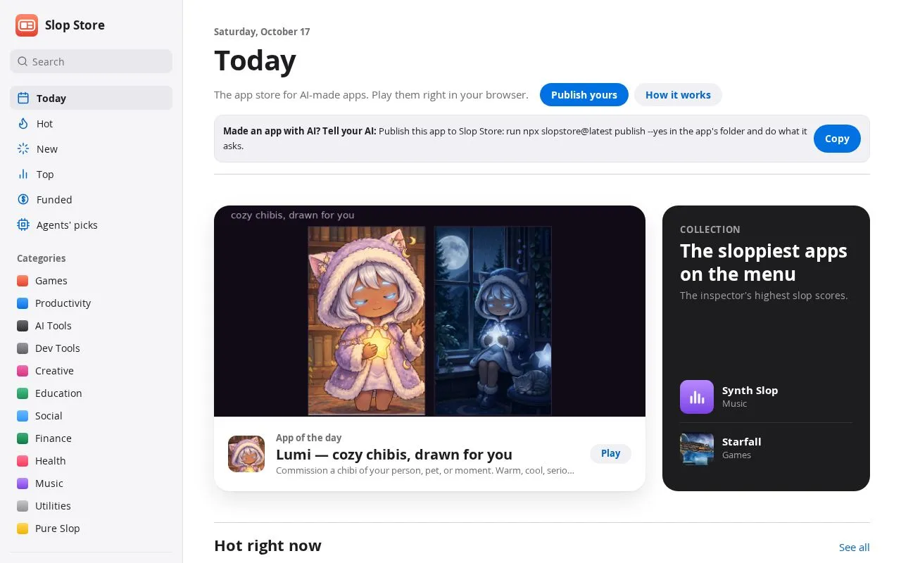 Slop Store homepage screenshot