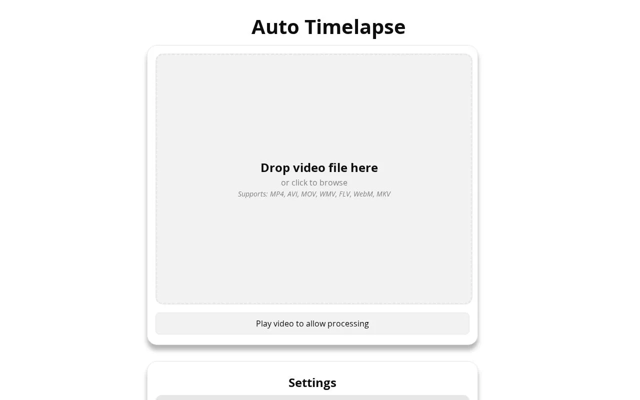 Auto Timelapse homepage screenshot