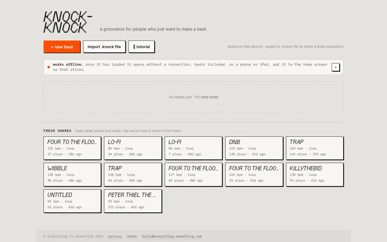 Knock Knock homepage screenshot