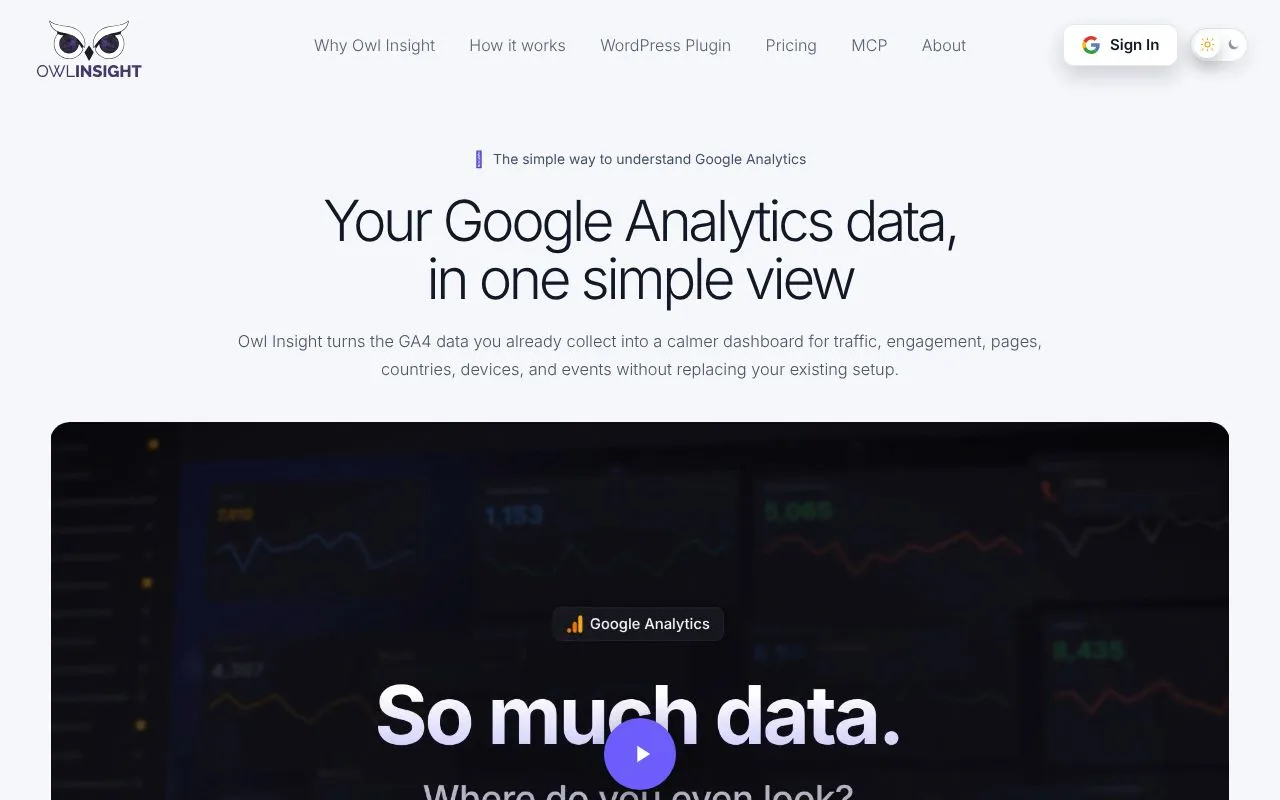 OwlInsight homepage screenshot