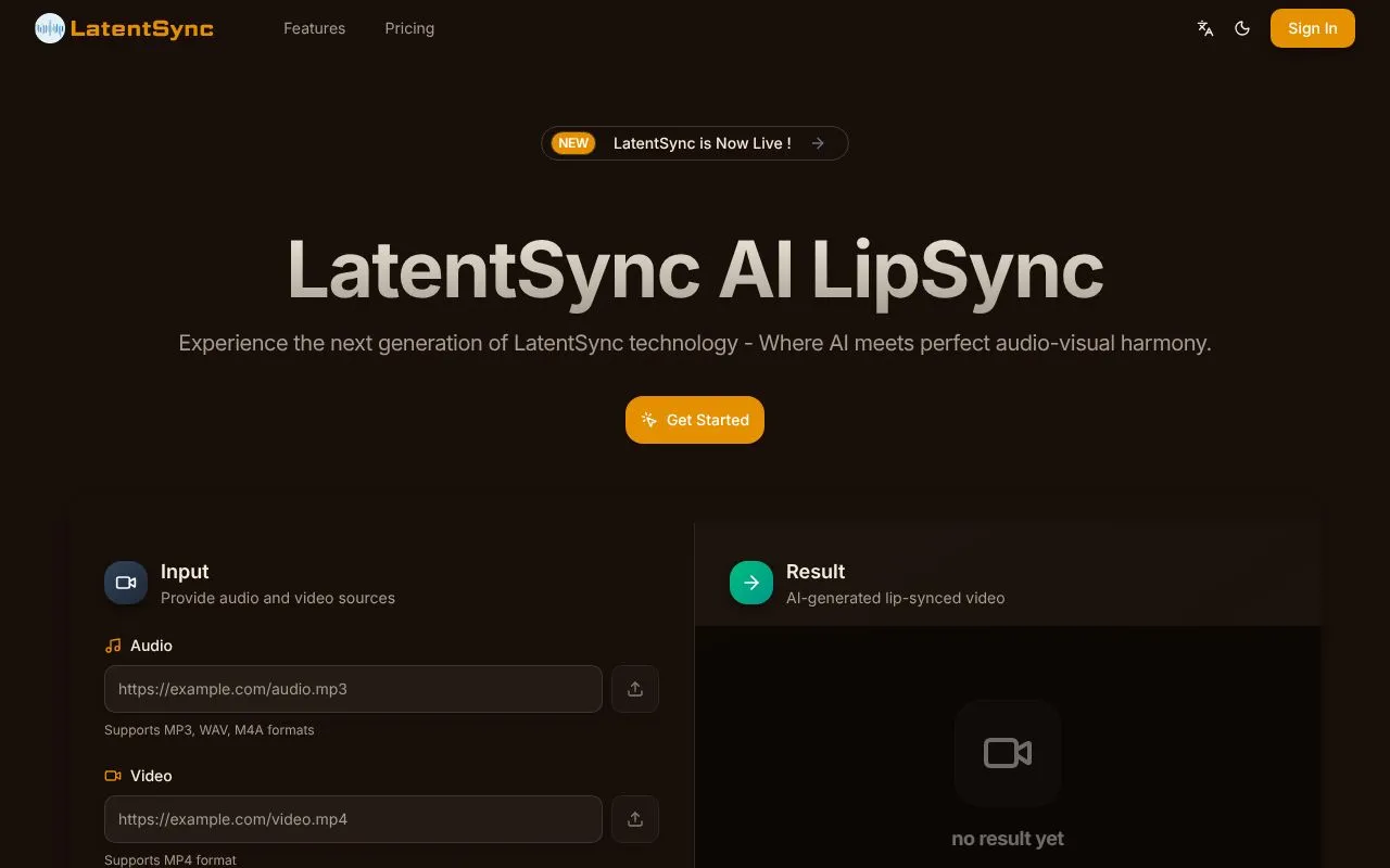 LatentSync homepage screenshot