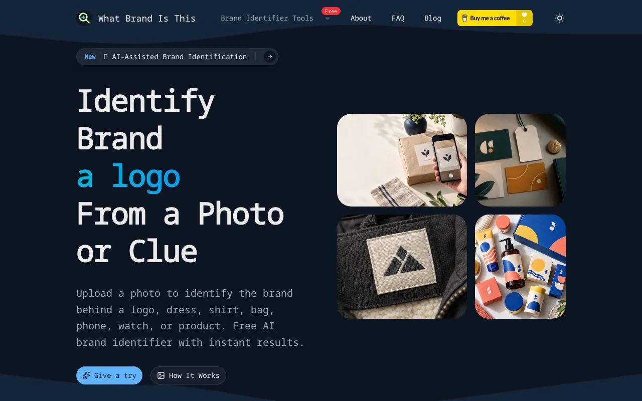 What Brand Is This homepage screenshot