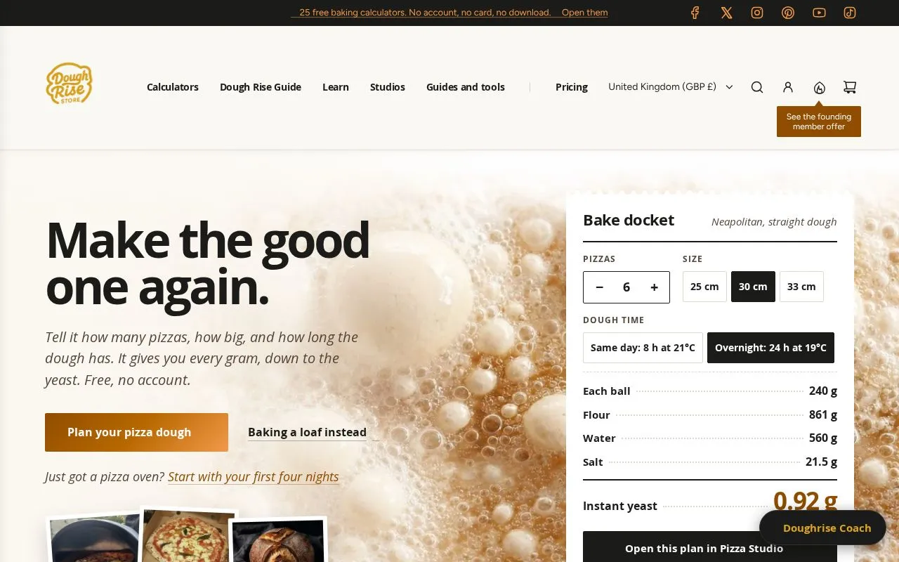 DoughRise homepage screenshot