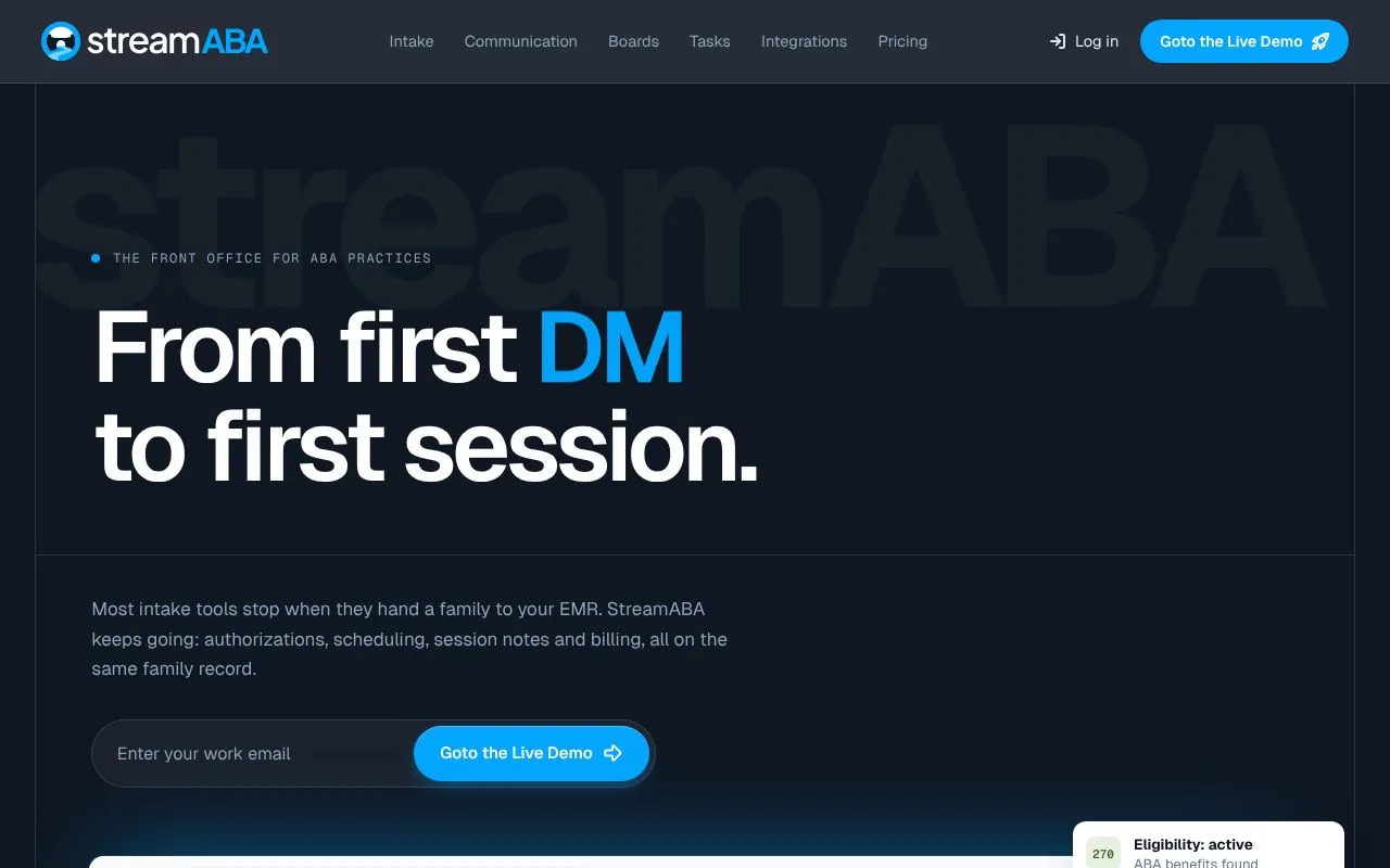 StreamABA homepage screenshot
