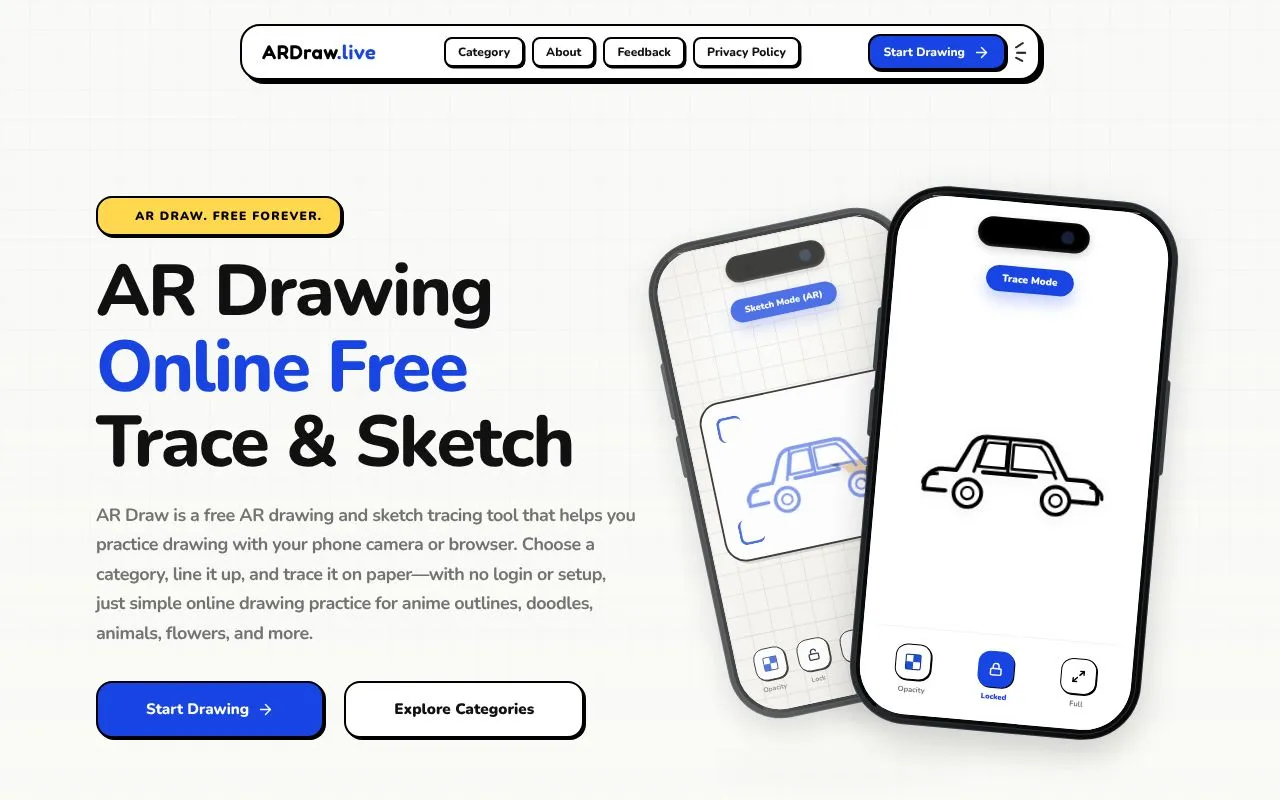AR Draw homepage screenshot