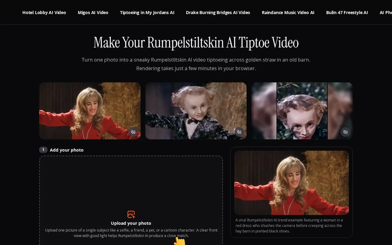 Rumpelstiltskin AI homepage screenshot