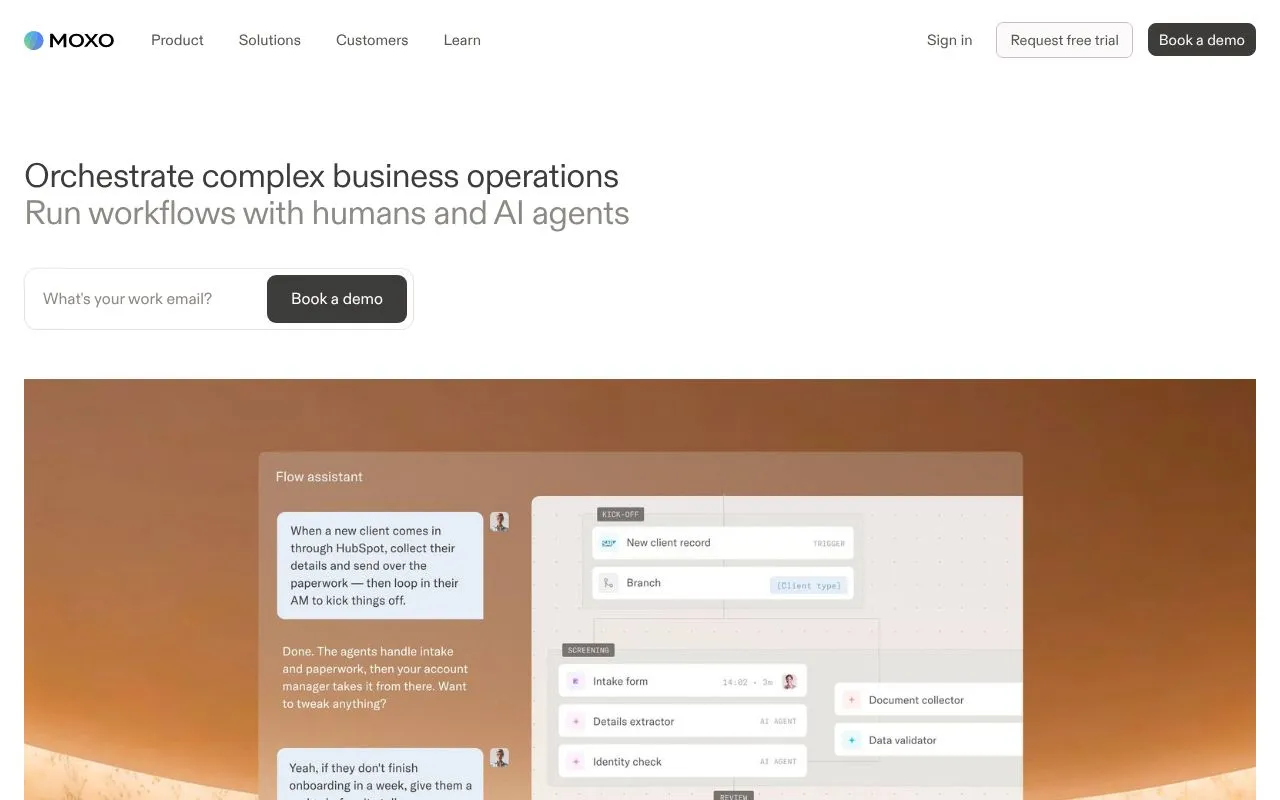 Moxo homepage screenshot