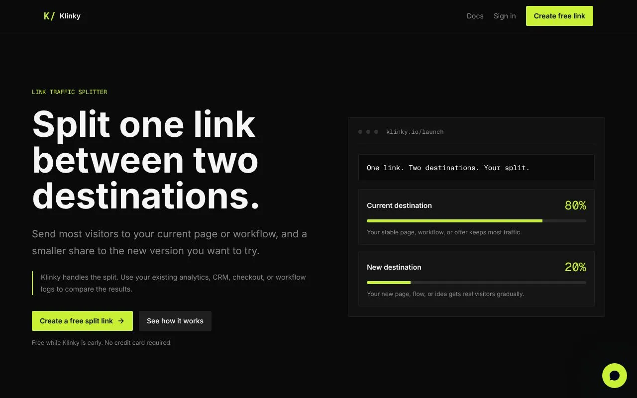 Klinky homepage screenshot