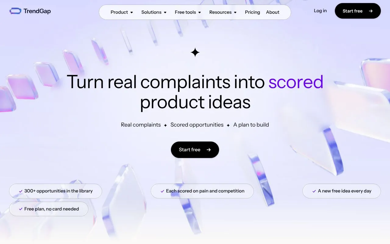 TrendGap homepage screenshot