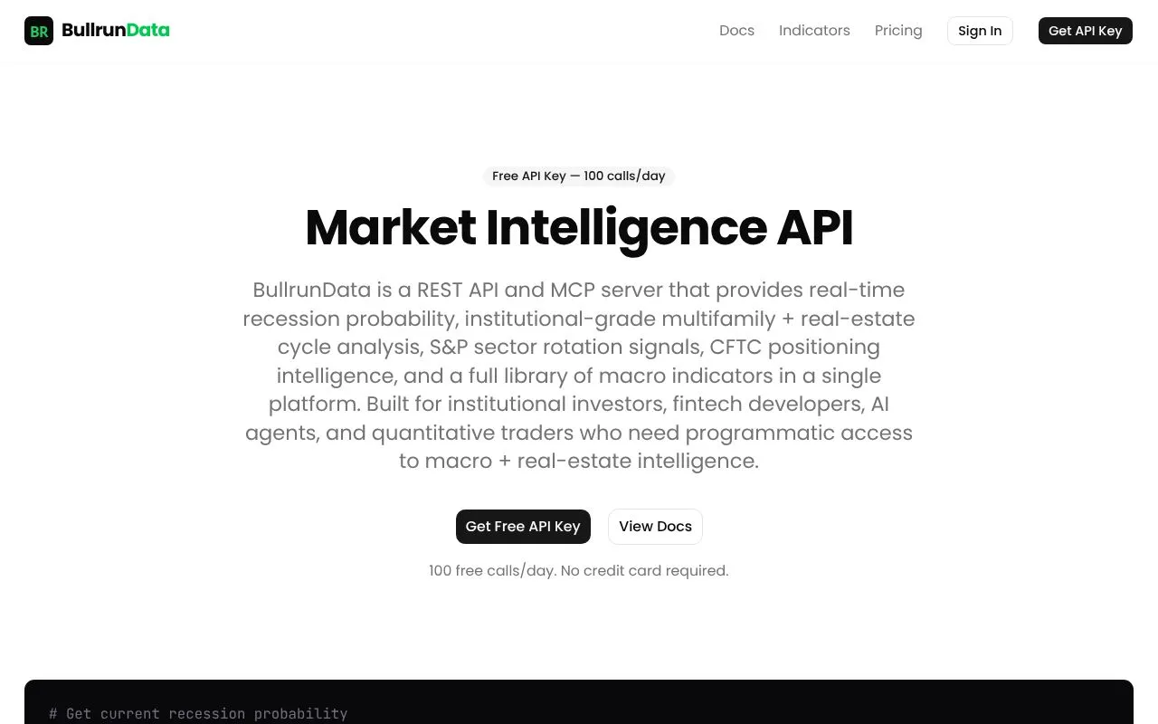 BullrunData homepage screenshot