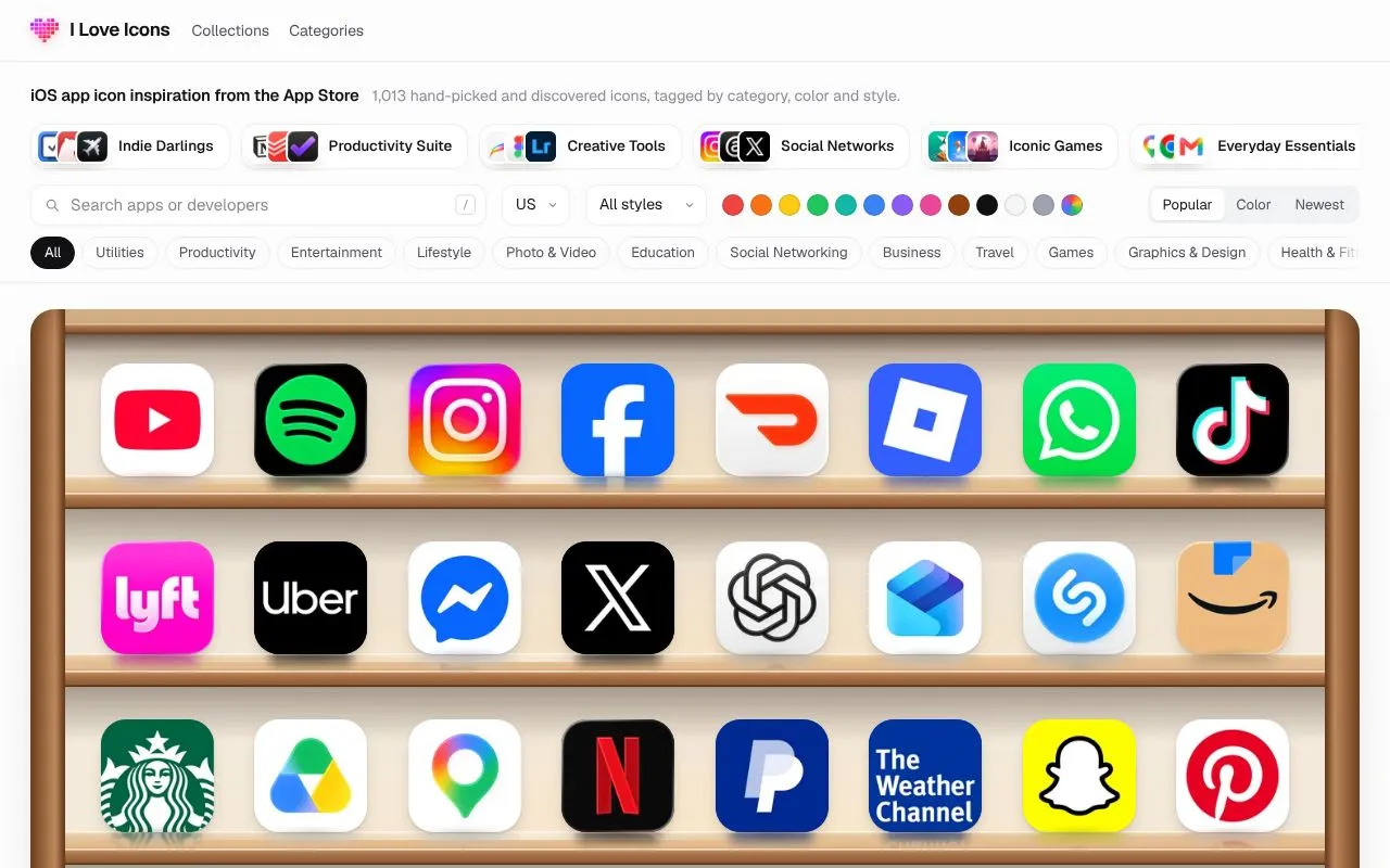 I Love Icons homepage screenshot