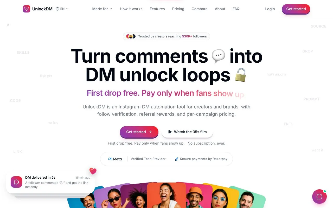 UnlockDM homepage screenshot