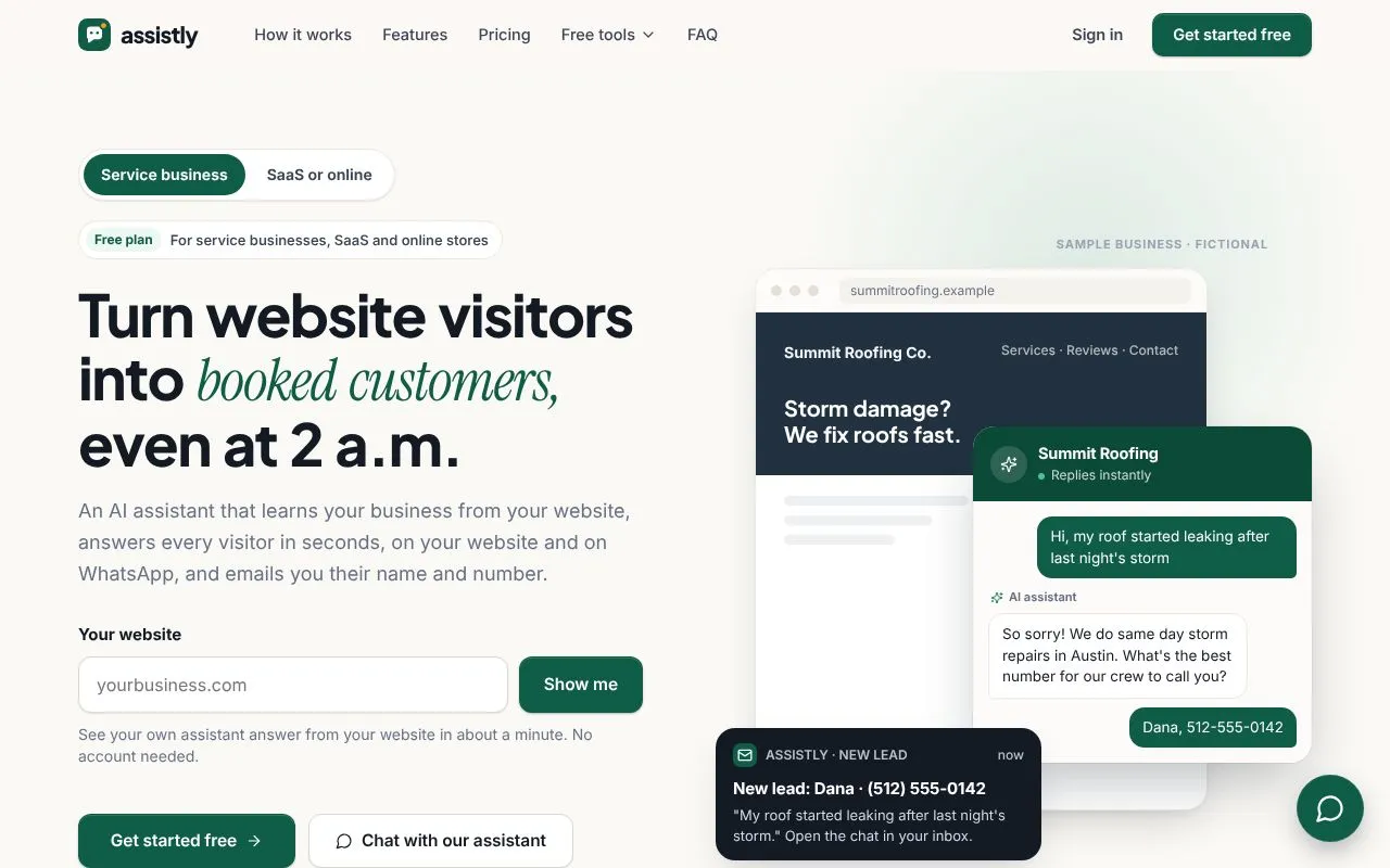Assistly homepage screenshot
