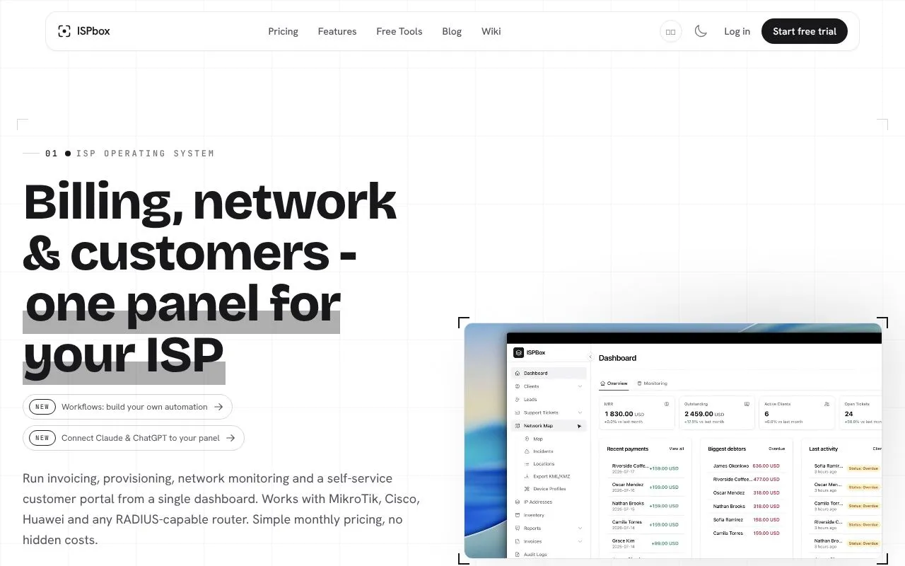 ISPbox homepage screenshot
