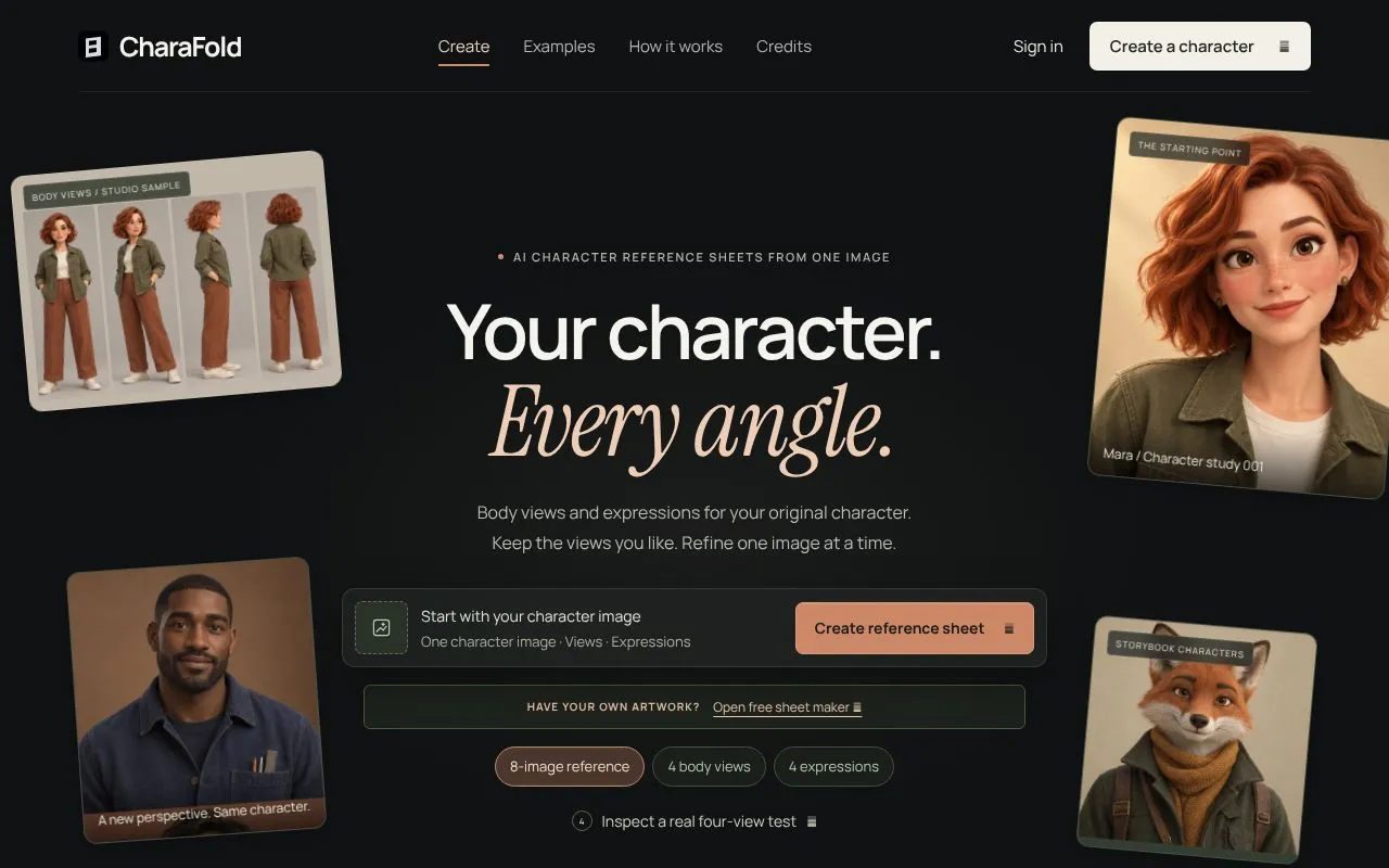 CharaFold homepage screenshot