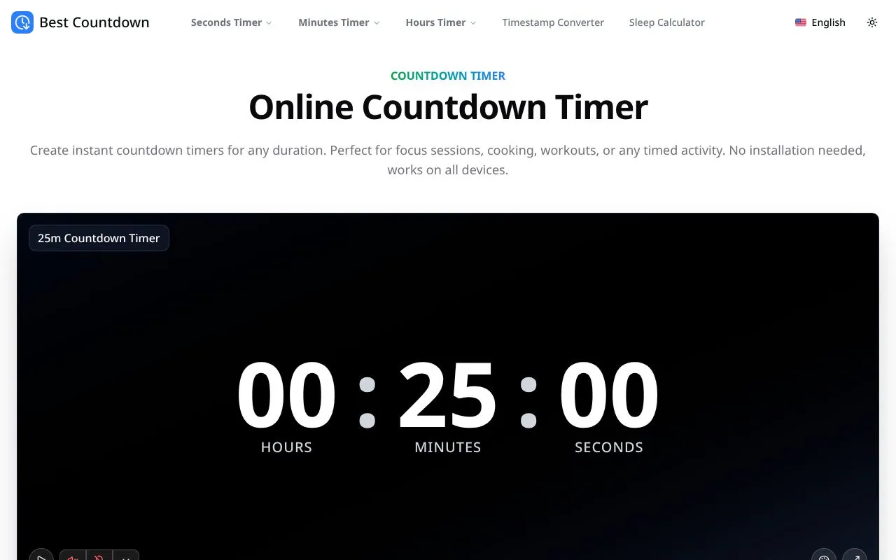 Best Countdown homepage screenshot