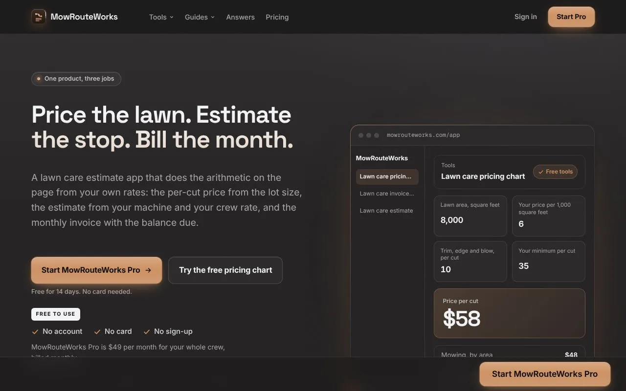 MowRouteWorks homepage screenshot